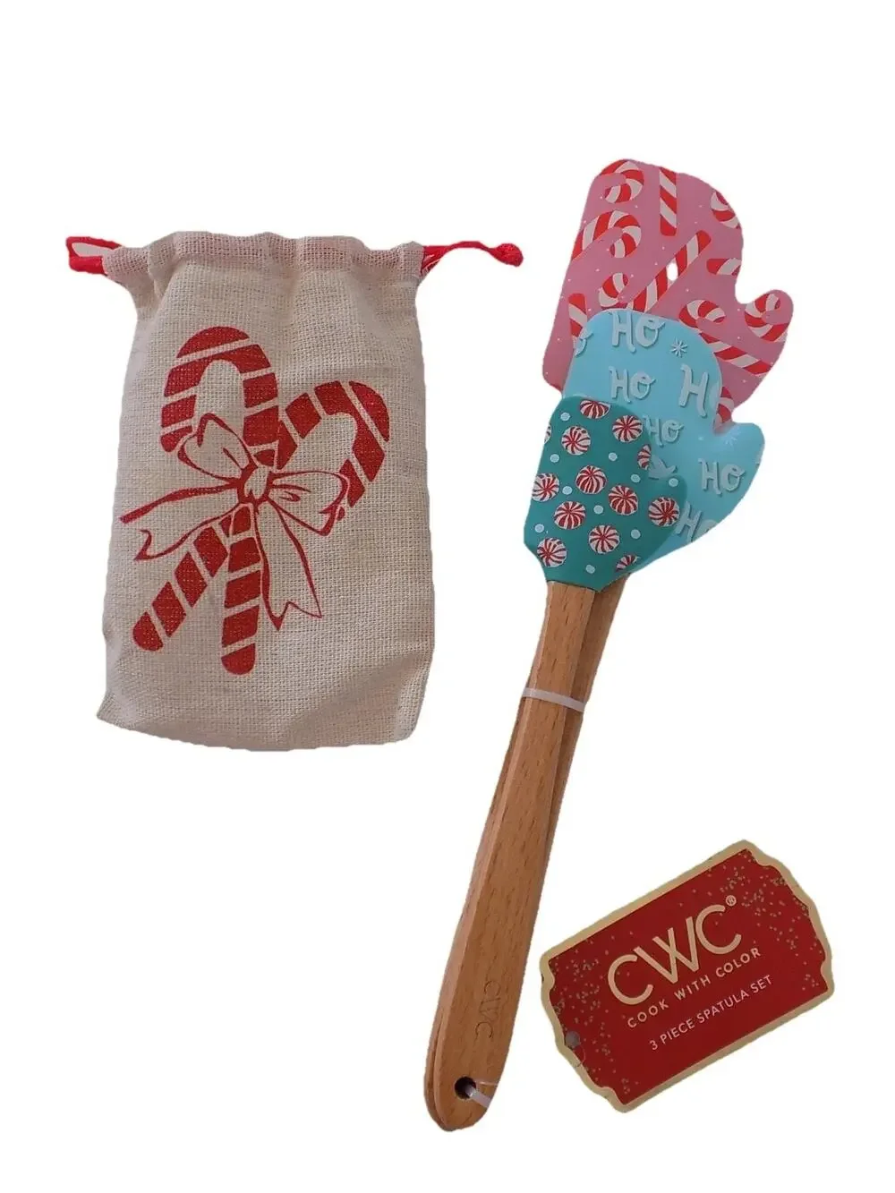 CWC Christmas 3 Piece Spatula Set Mitten Cook With Color NEW with tags